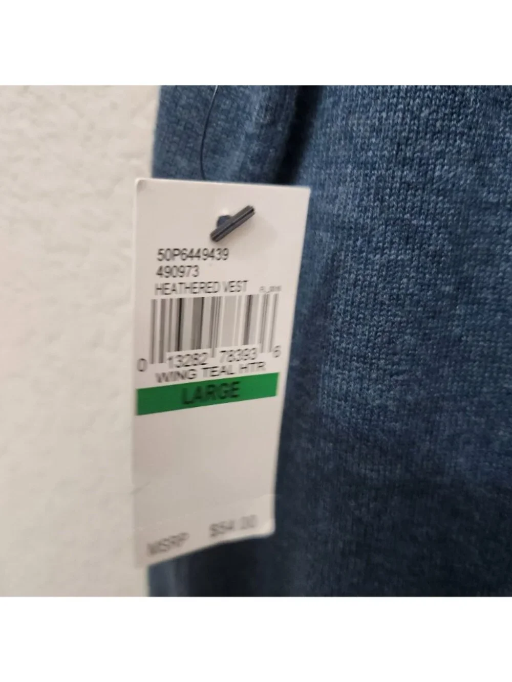 Van Heusen Mens Sleeveless Knit Sweater Vest Large Teal Diamond Pattern